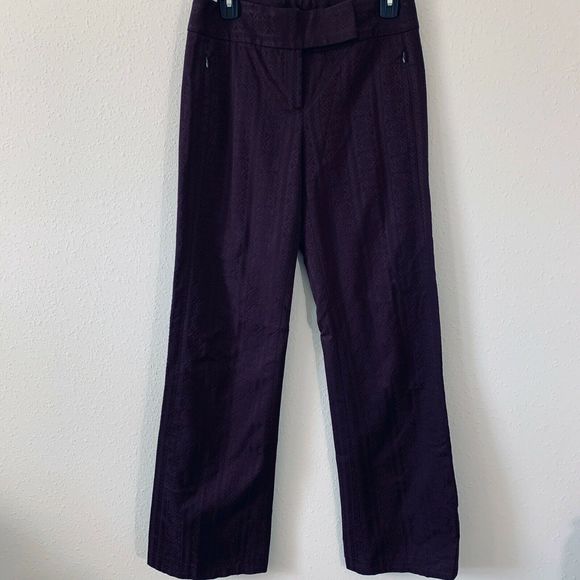 Elie Tahari Burgundy Jacquard Straight Leg Pants - Picture 3 of 5